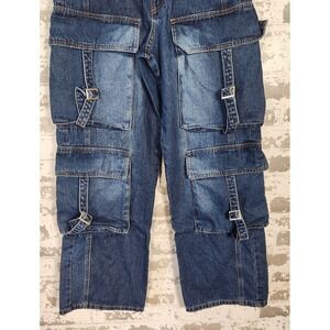 Forever 21 Bratz Dark Denim Cargo Jeans Relaxed Fit Straight Leg Women's Size 27